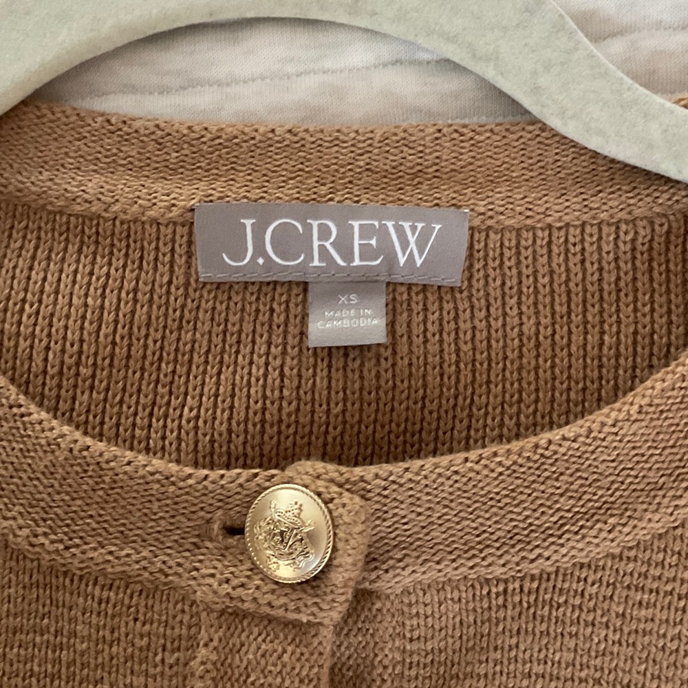 J. Crew Emilie Camel Knit Lady Jacket Cardigan with Gold Buttons - Picture 3 of 3